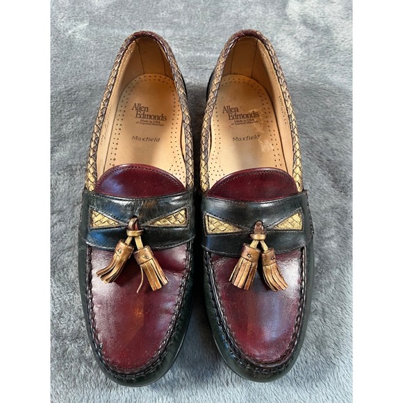Allen Edmonds Maxfield Shoes Mens 10.5 D Tri Color Tassel Braided Loafers USA - Picture 1 of 14